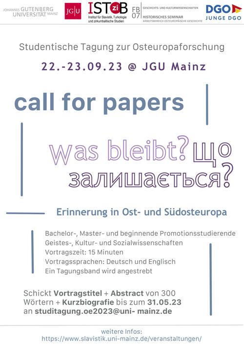 CfP "Was bleibt"