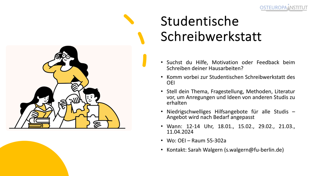 Studentische Schreibwerkstatt-Werbung