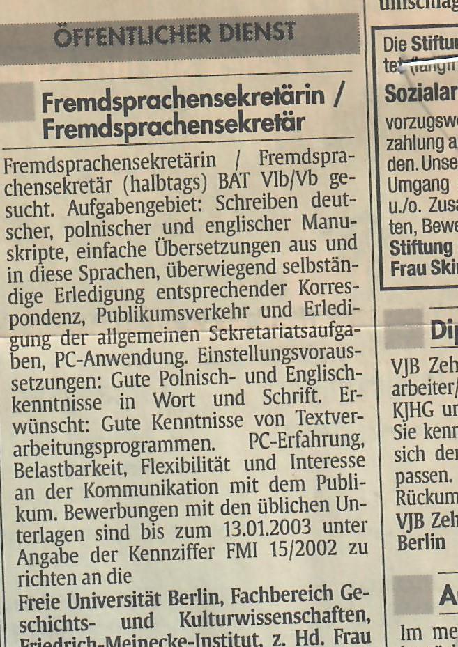 Stellenausschreibung 15-12-2002