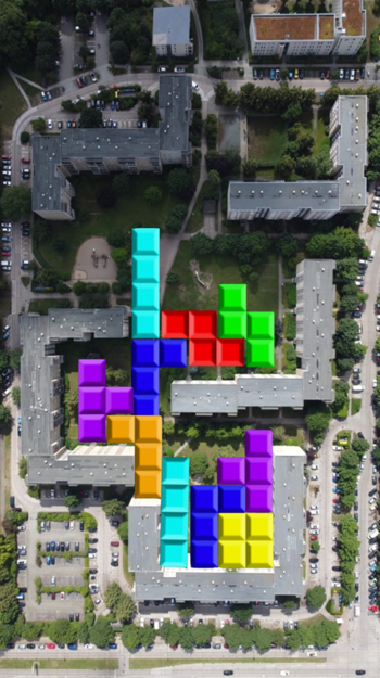 Abbildung 3: Plattenbau meets Tetris. Photoshopmontage; Quelle: Natalia Sobczuk