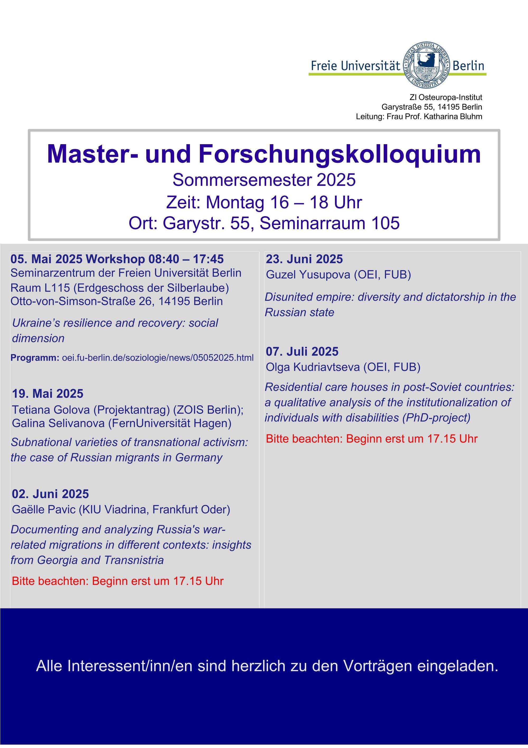 Plakat Kolloquium Sommersemester 2025