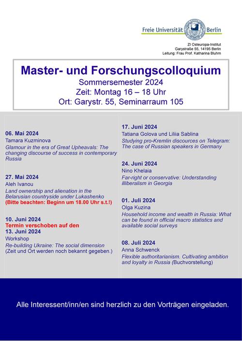 Master- und Forschungscolloquium Sommersemester 2024